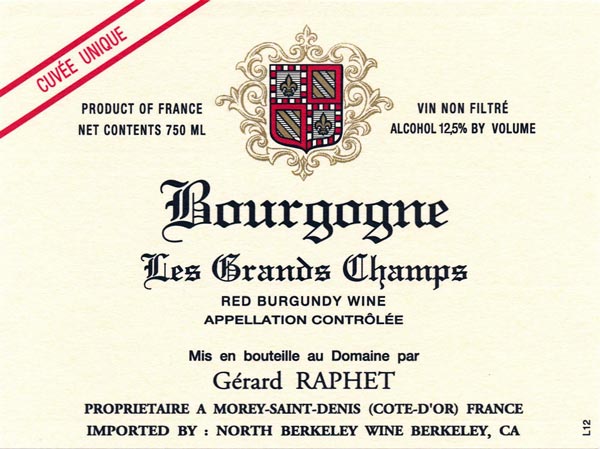 Gérard Raphet Les Grands Champs Cuvée Unique Bourgogne Rouge 2021