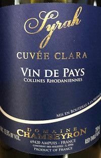 Domaine Chambeyron Syrah Cuvee Clara Collines Rhodaniennes 2016